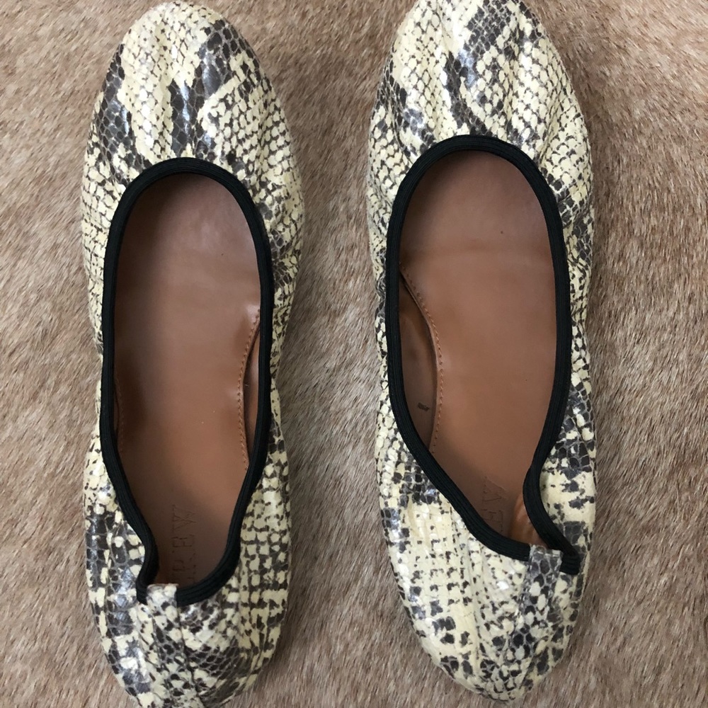 J crew snake skin flats